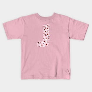 Colorful capital letter J patterned with sakura twig Kids T-Shirt